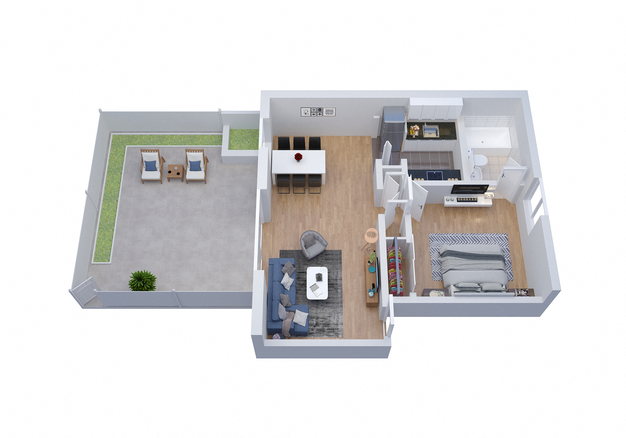 Floor plan for 1 bed, 1 bath, 759 sqft